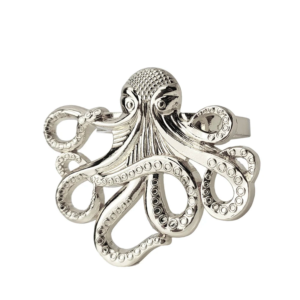 6 PCS Nautical Napkin Rings - Blue/Silver/Gold