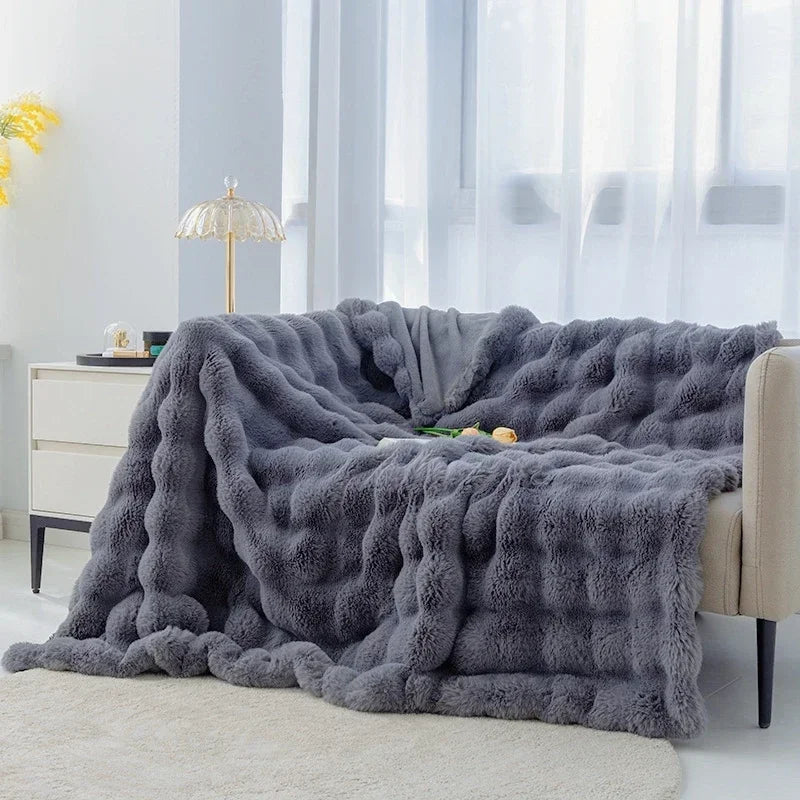 Super Soft Imitation Rabbit Fur Blankets & Pillow Covers