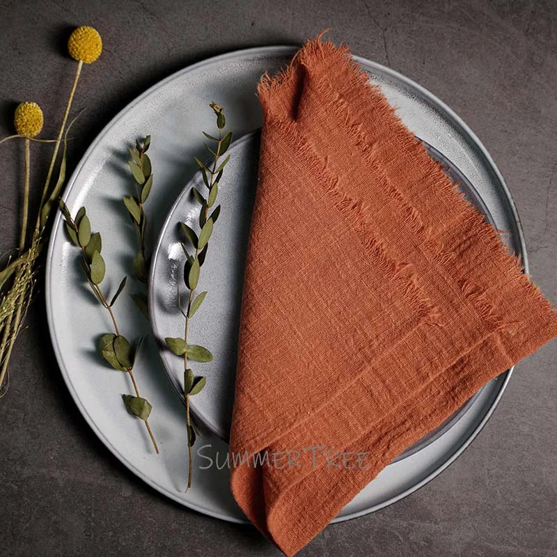 Large Rustic Cotton Gauze Napkins - 10 Pc - Multiple Colors