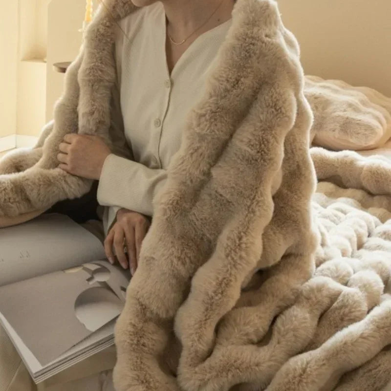 Super Soft Imitation Rabbit Fur Blankets & Pillow Covers