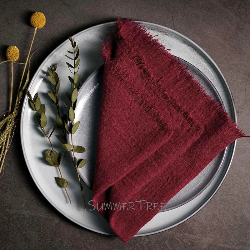 Large Rustic Cotton Gauze Napkins - 10 Pc - Multiple Colors