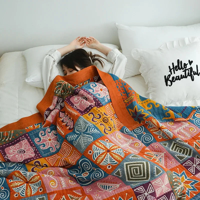 100% Cotton Colorful Gauze Blankets