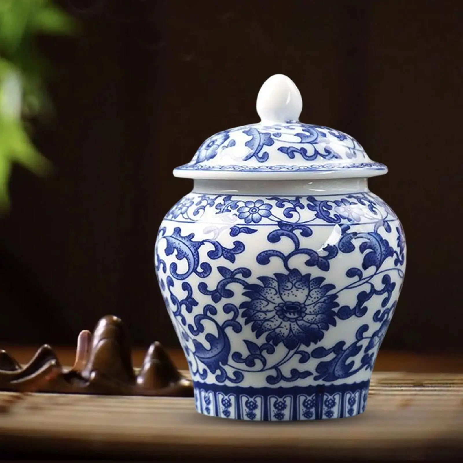 Chinoiserie Blue & White Porcelain Ginger Jar