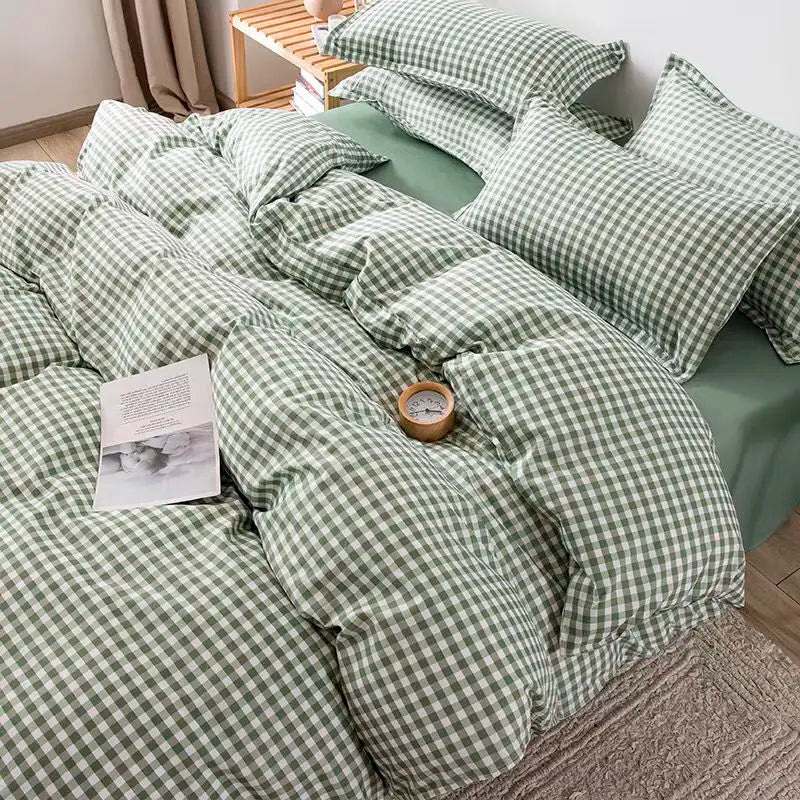 Gingham Duvet Sets - Green/Beige/Red/Grey