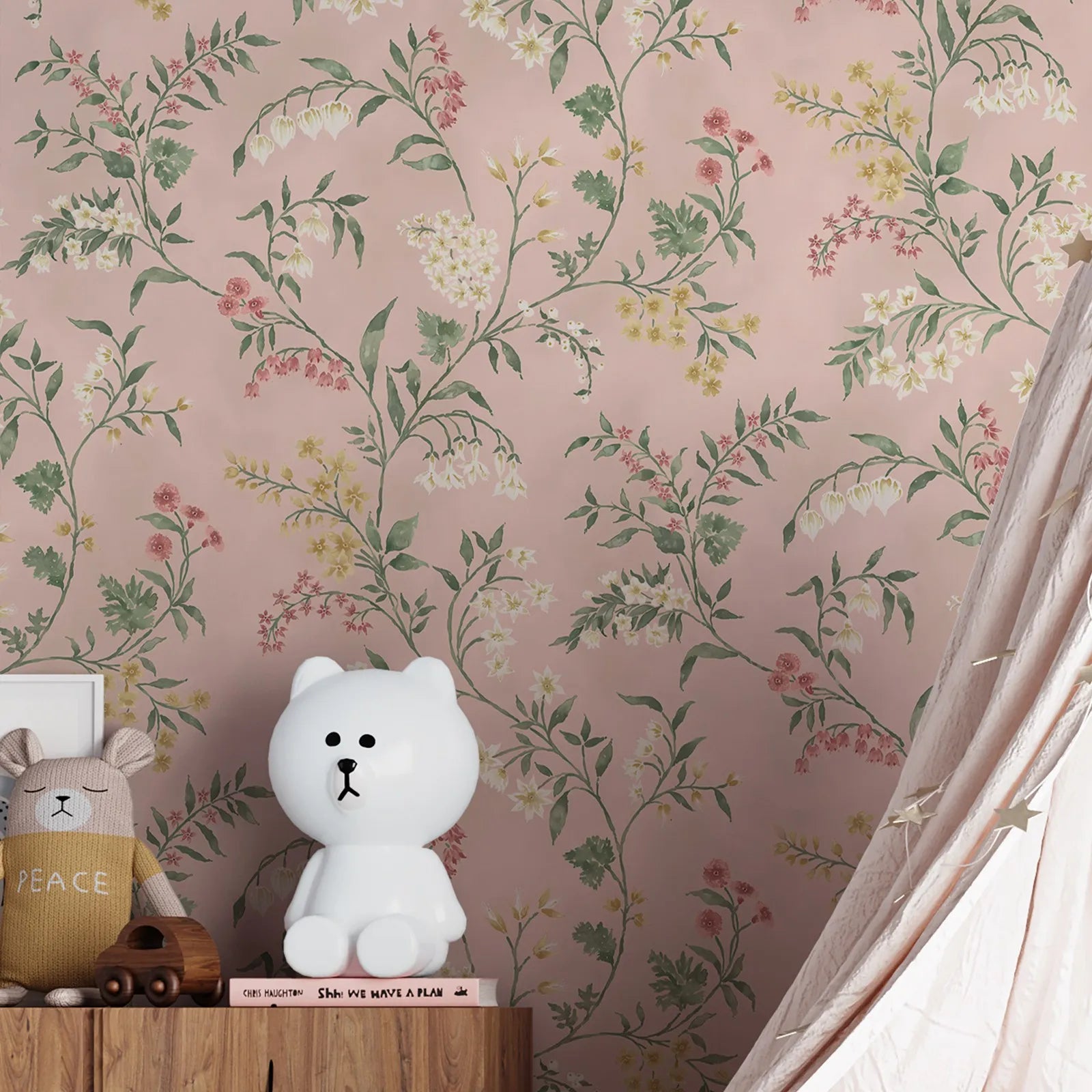 Almora Delicate Floral Wallpaper - Pink
