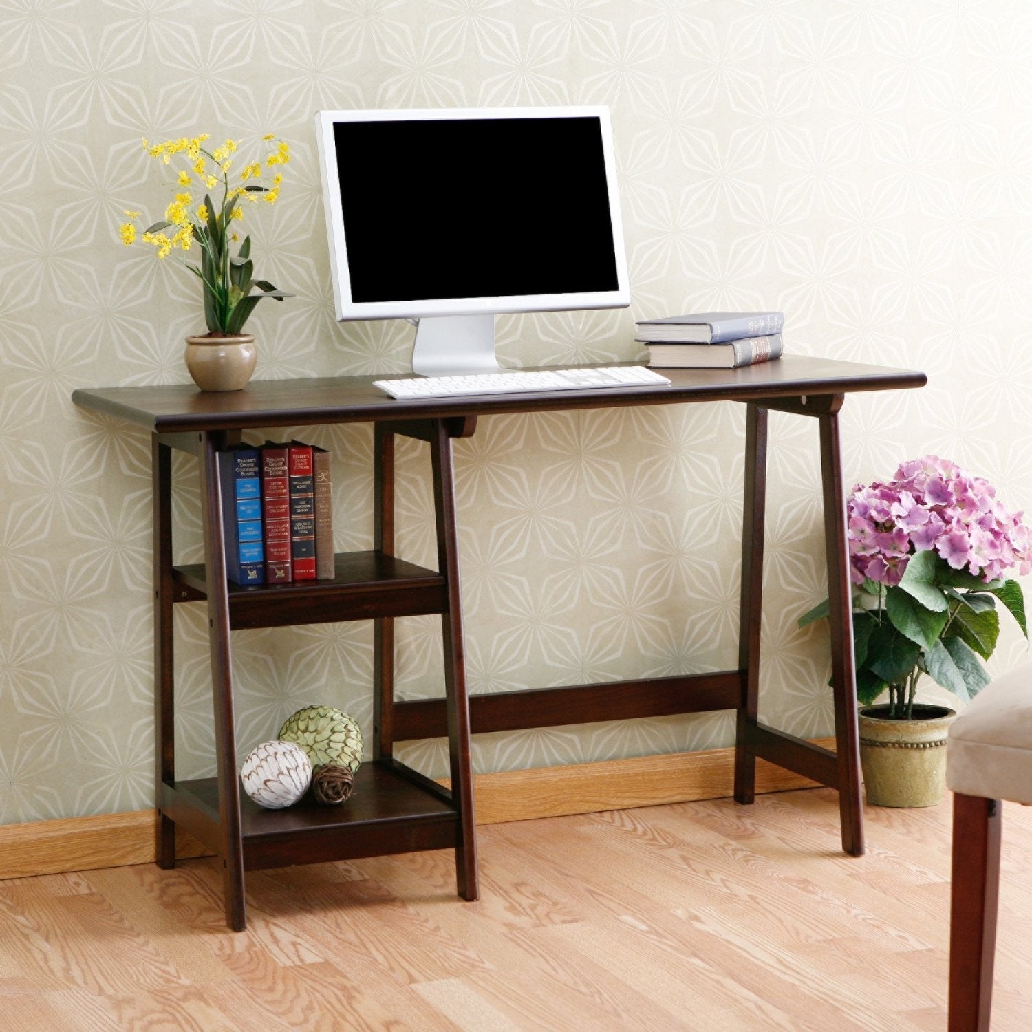 Small Wooden Computer Desk in Espresso Finish