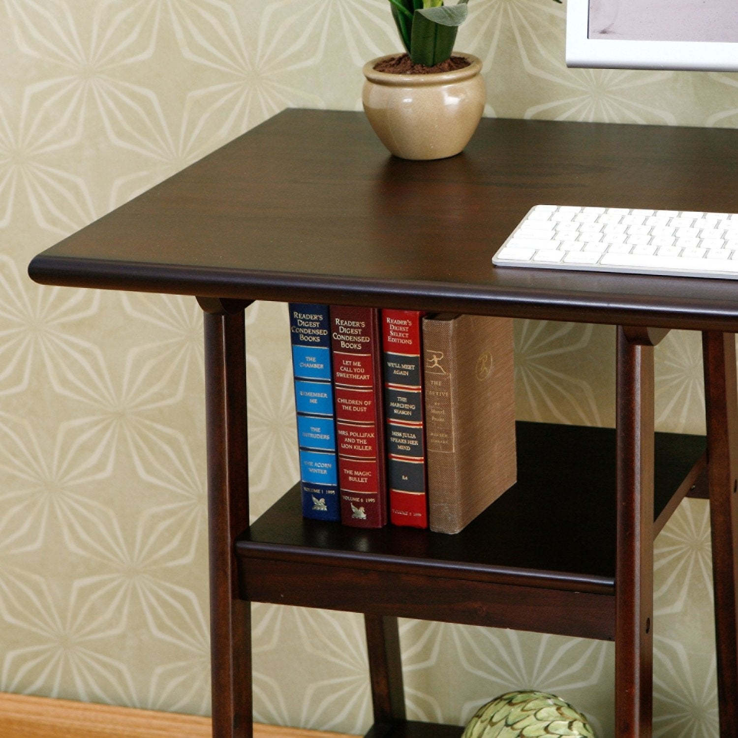 Small Wooden Computer Desk in Espresso Finish