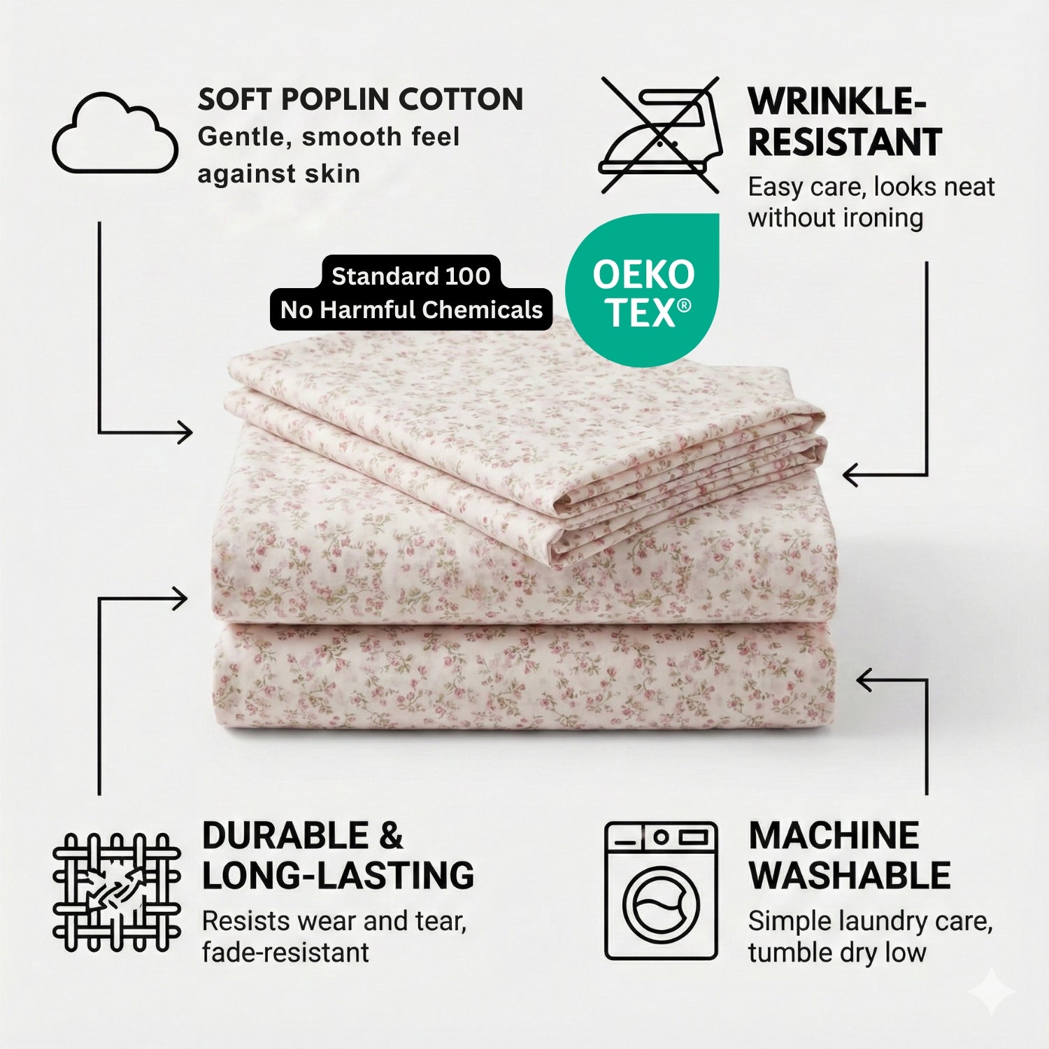 100% Cotton Coquette Sheet Set - Dainty Floral