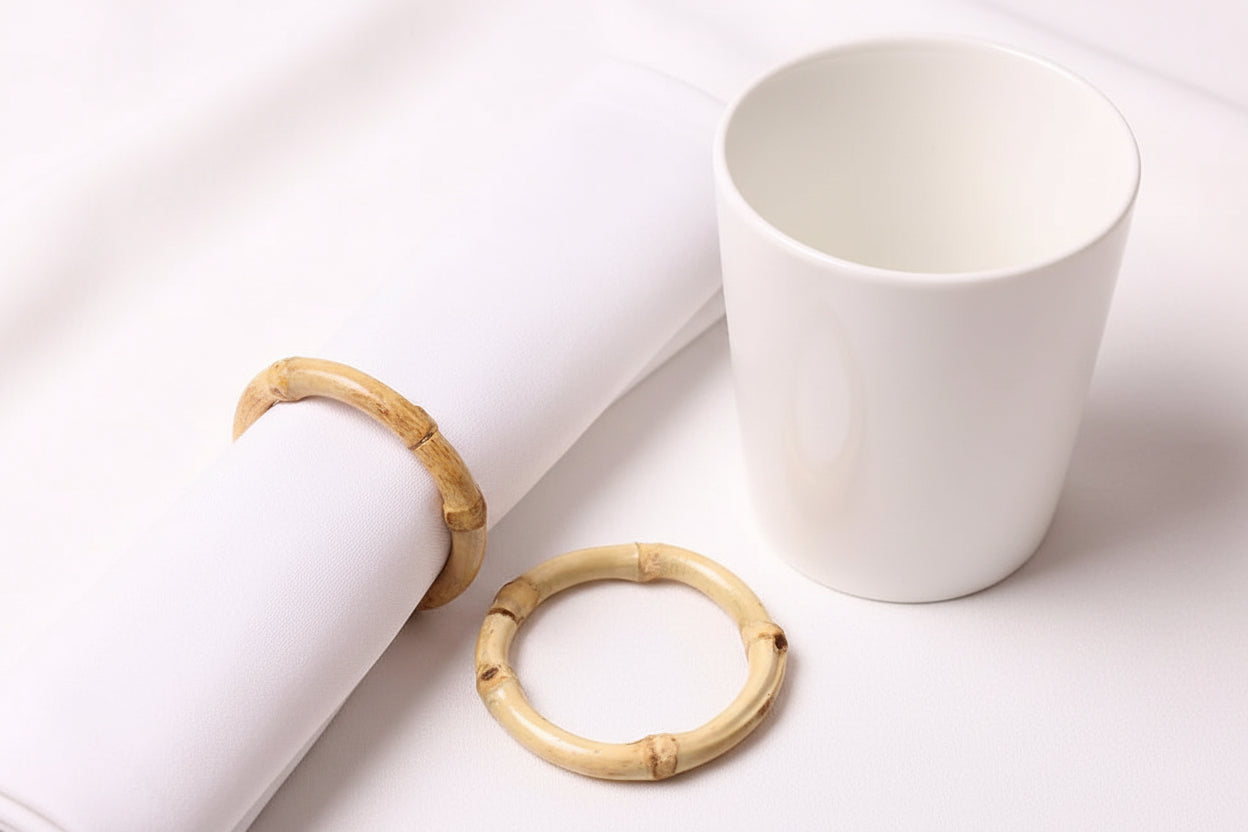 Handmade Natural Bamboo Napkin Rings - 6 Piece Set