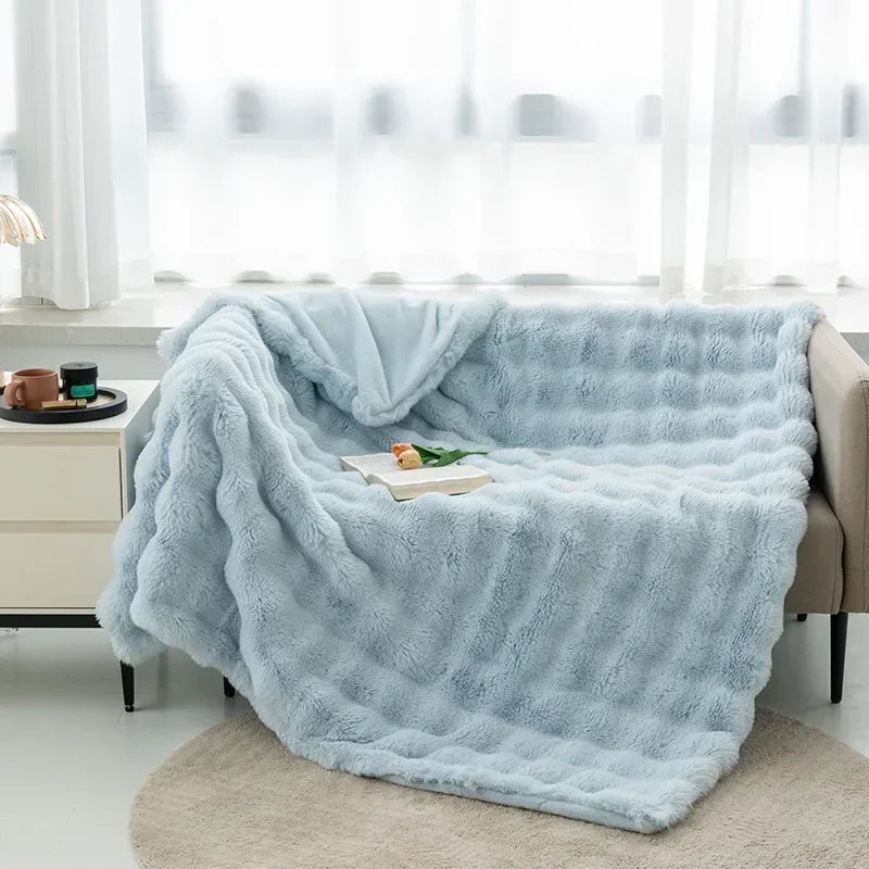 Super Soft Imitation Rabbit Fur Blankets & Pillow Covers