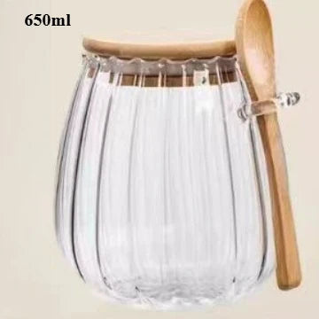 Aramé Glass Jars with Wooden Lids