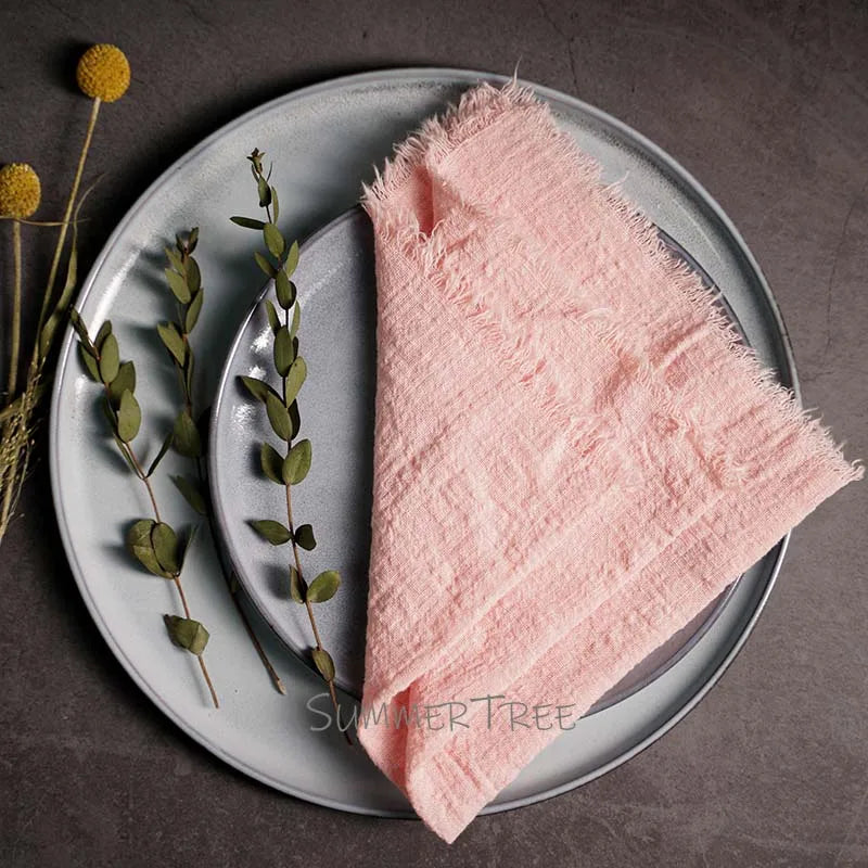 Large Rustic Cotton Gauze Napkins - 10 Pc - Multiple Colors