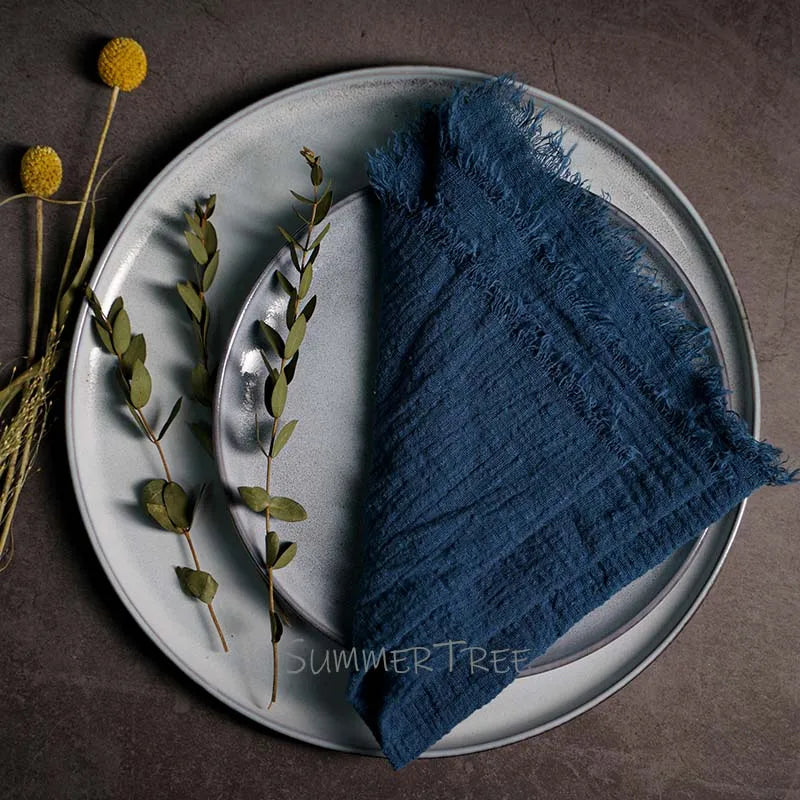 Large Rustic Cotton Gauze Napkins - 10 Pc - Multiple Colors