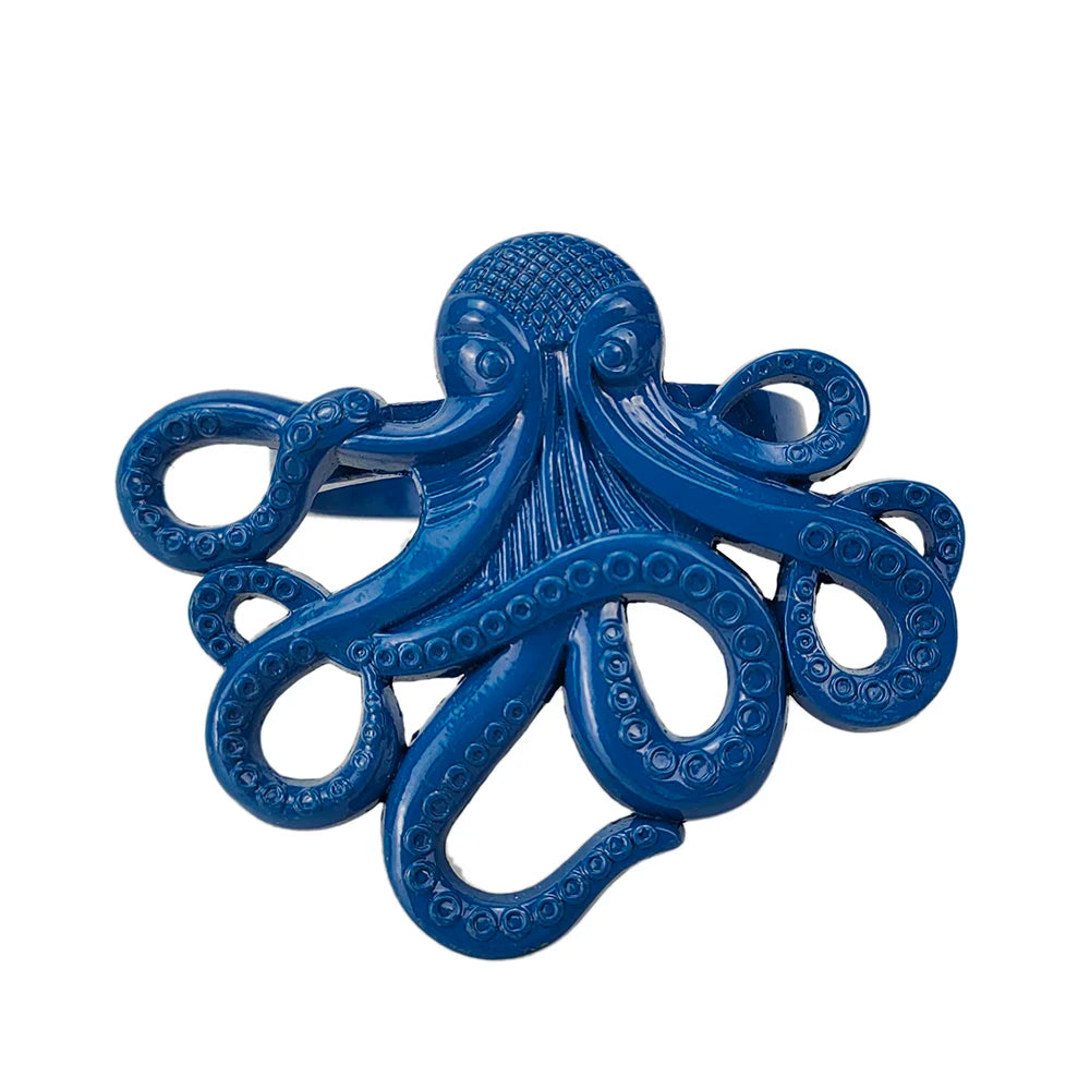 6 PCS Nautical Napkin Rings - Blue/Silver/Gold