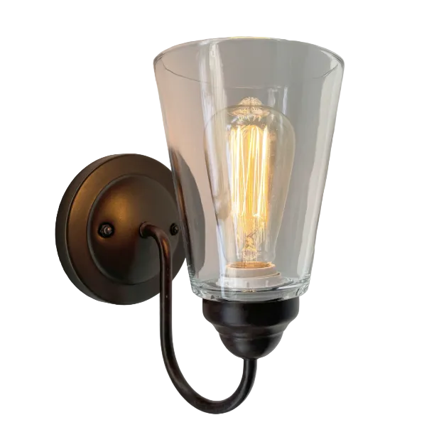 Heavy Modern Farmhouse Clear Glass Wall Sconce Light Fixture Shade
