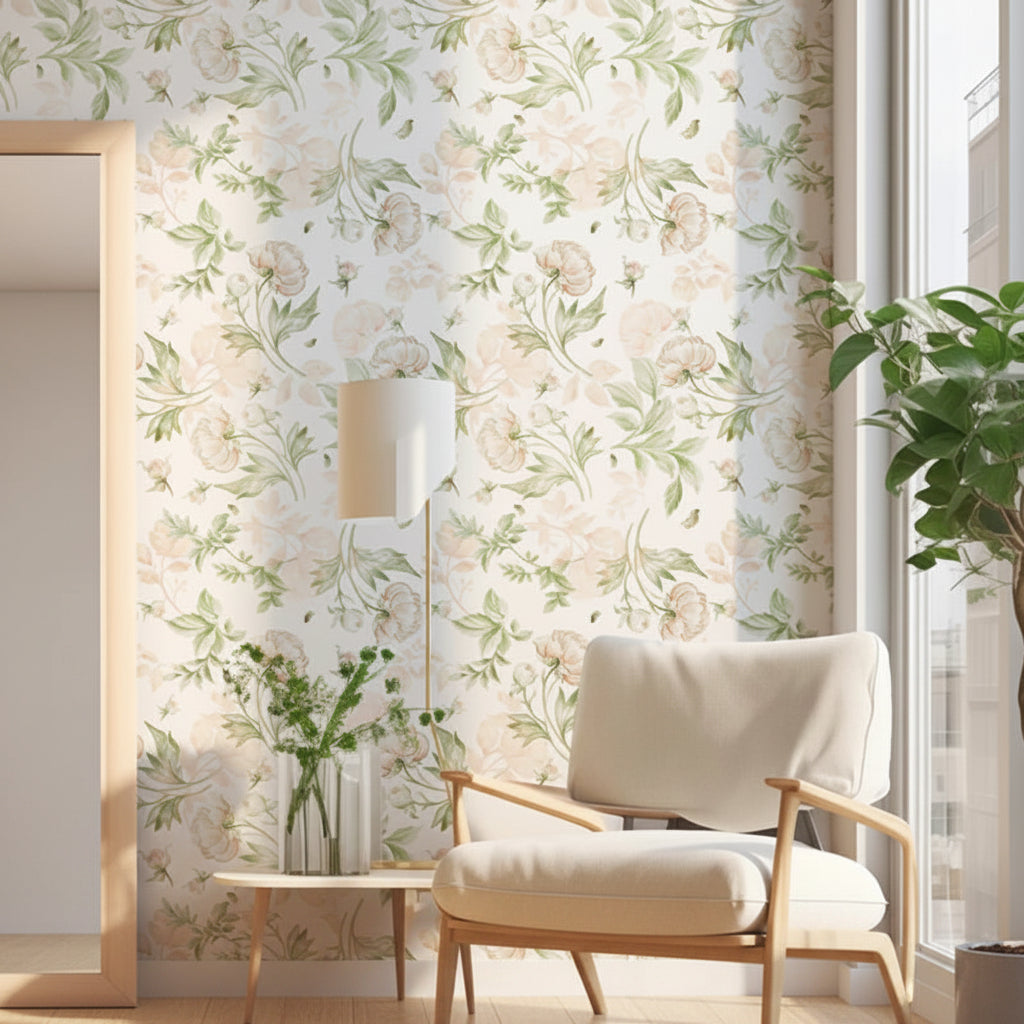 Pastoral Style Peel & Stick Wallpaper in Green