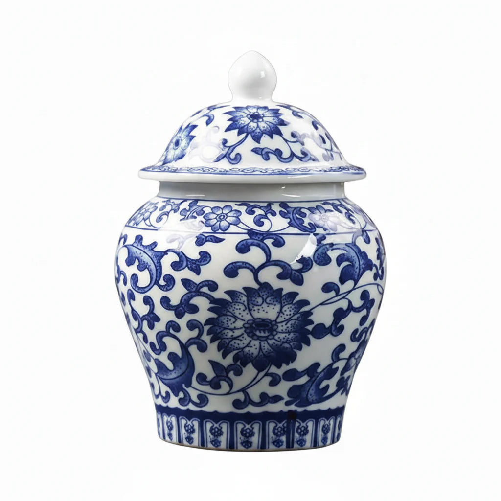 Chinoiserie Blue & White Porcelain Ginger Jar