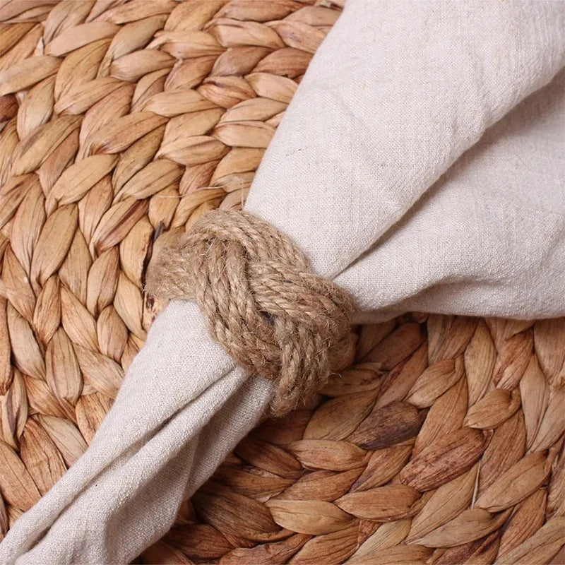 Natural Burlap Napkin Rings - 6/12/18 Piece Set