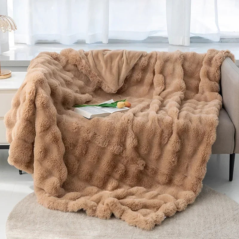 Super Soft Imitation Rabbit Fur Blankets & Pillow Covers