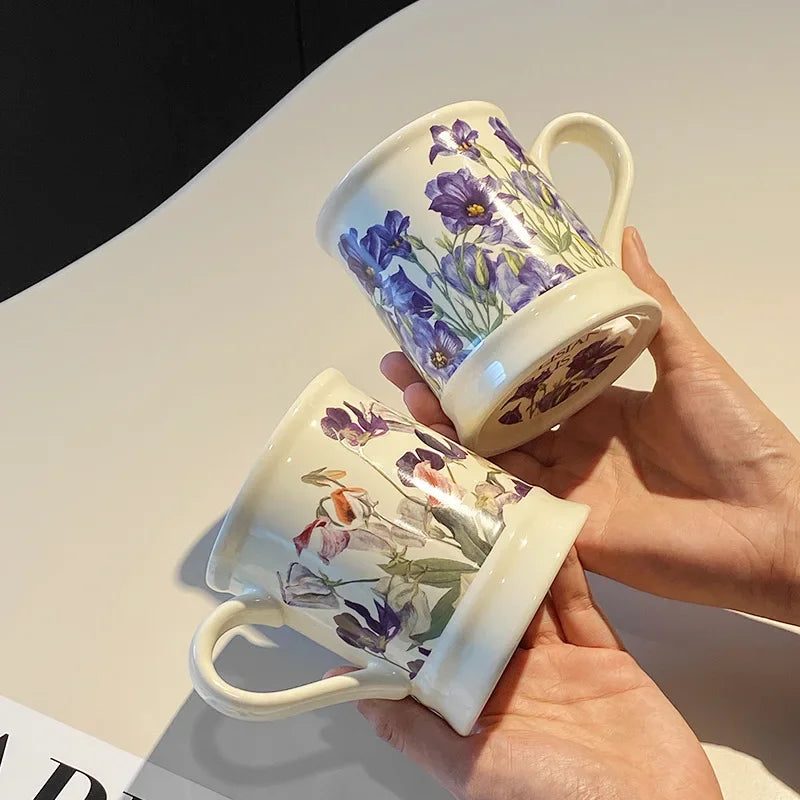 European Floral Porcelain Mugs