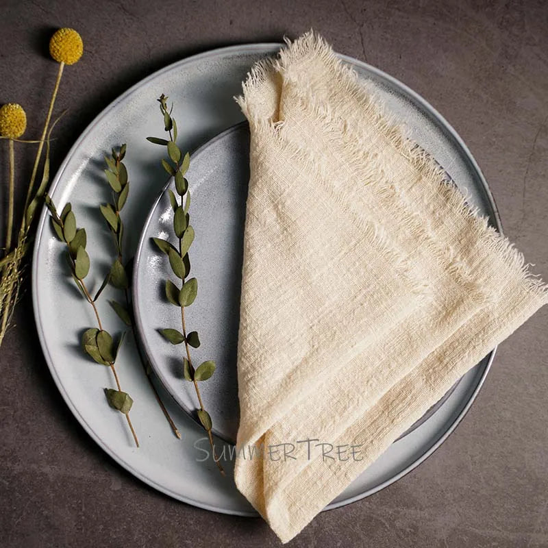 Large Rustic Cotton Gauze Napkins - 10 Pc - Multiple Colors