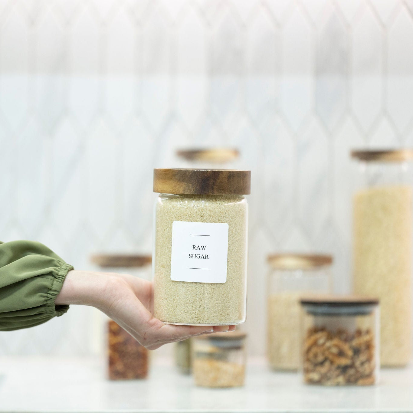 Acacia Lid Glass Storage Jars – 5 Sizes