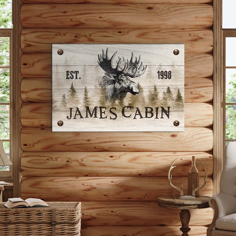 Personalized Family Moose Cabin Sign