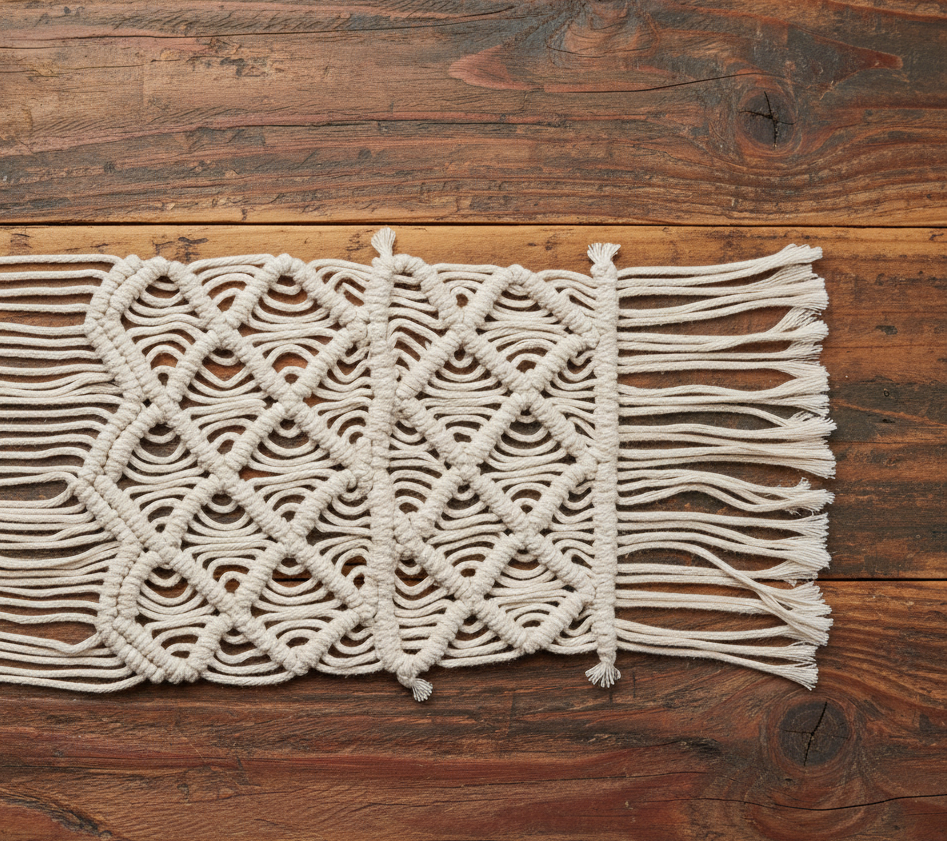 Scallop Macrame Table Runner