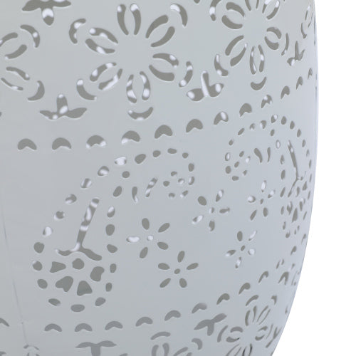 Outdoor Side Table with Built-in Solar Battery - White
