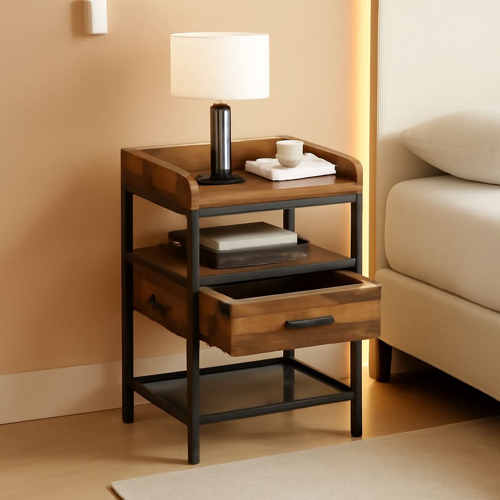 Set of 2 Industrial Style Nightstands