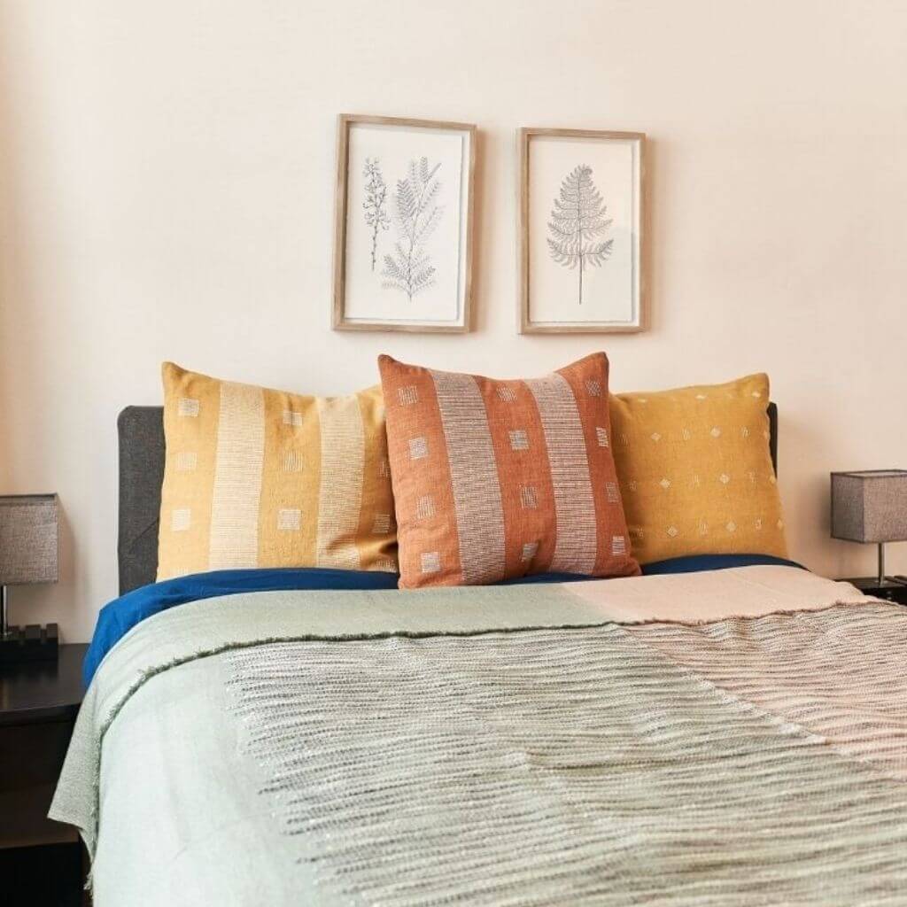 Chokor Nira Ochre Organic Cotton Handloom Pillow