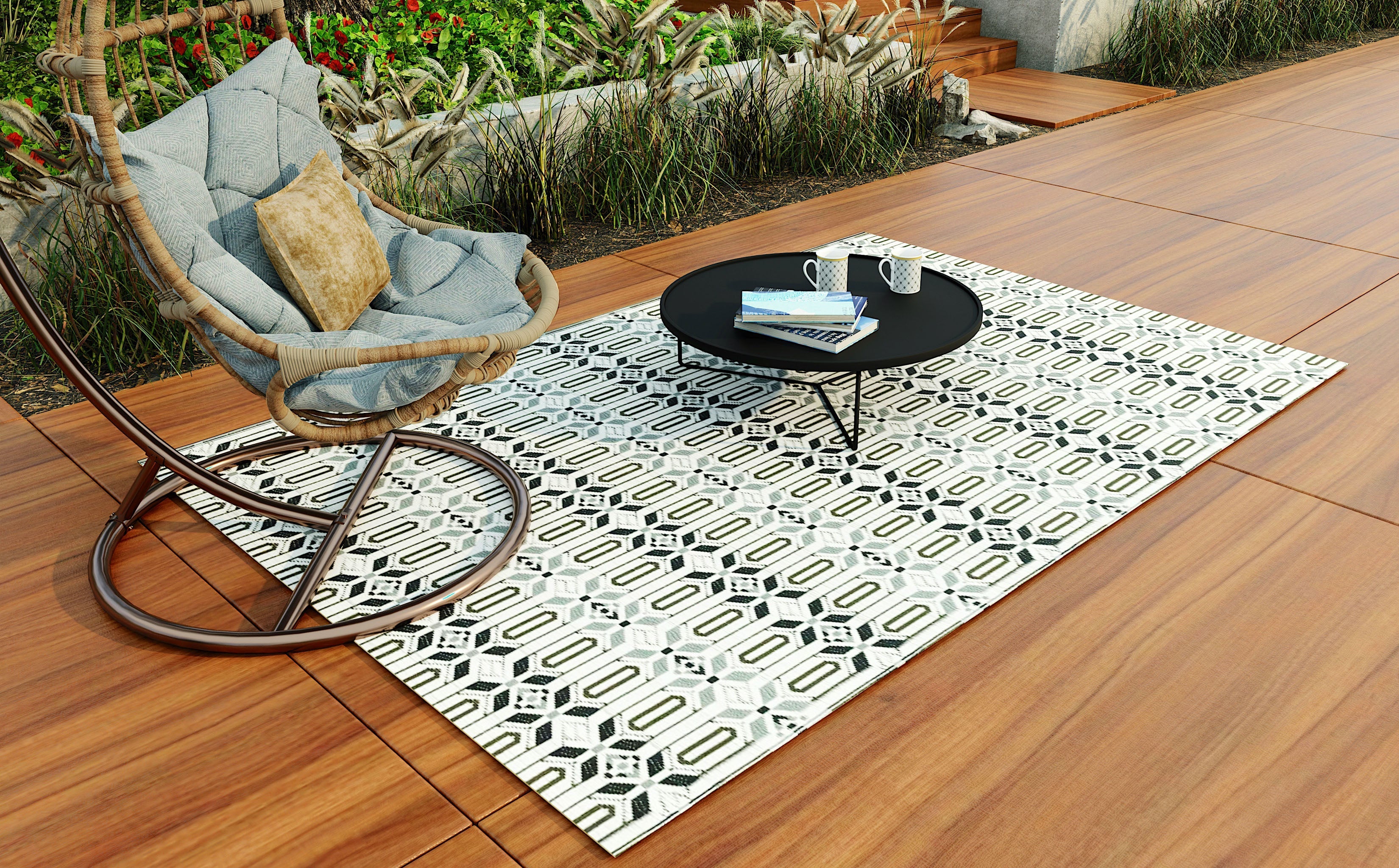 Moroccan Cool Silver Outdoor Mat