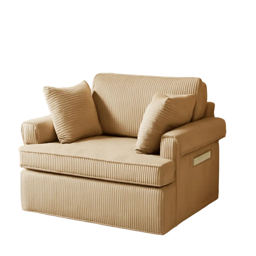 Vingl Extra Wide Swivel Armchair in Khaki Corduroy