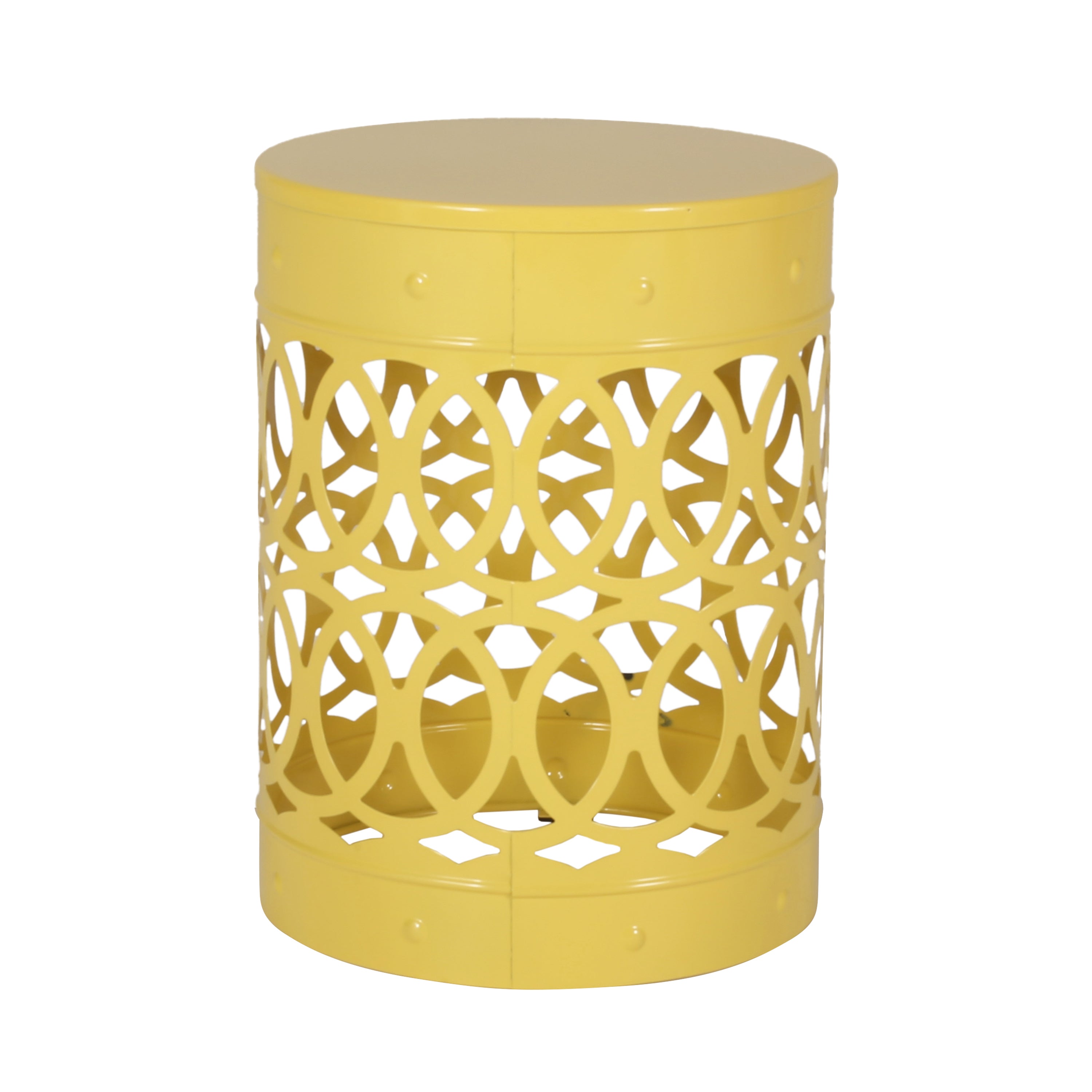 Set of 2 Outdoor Metal Accent Tables - Yellow