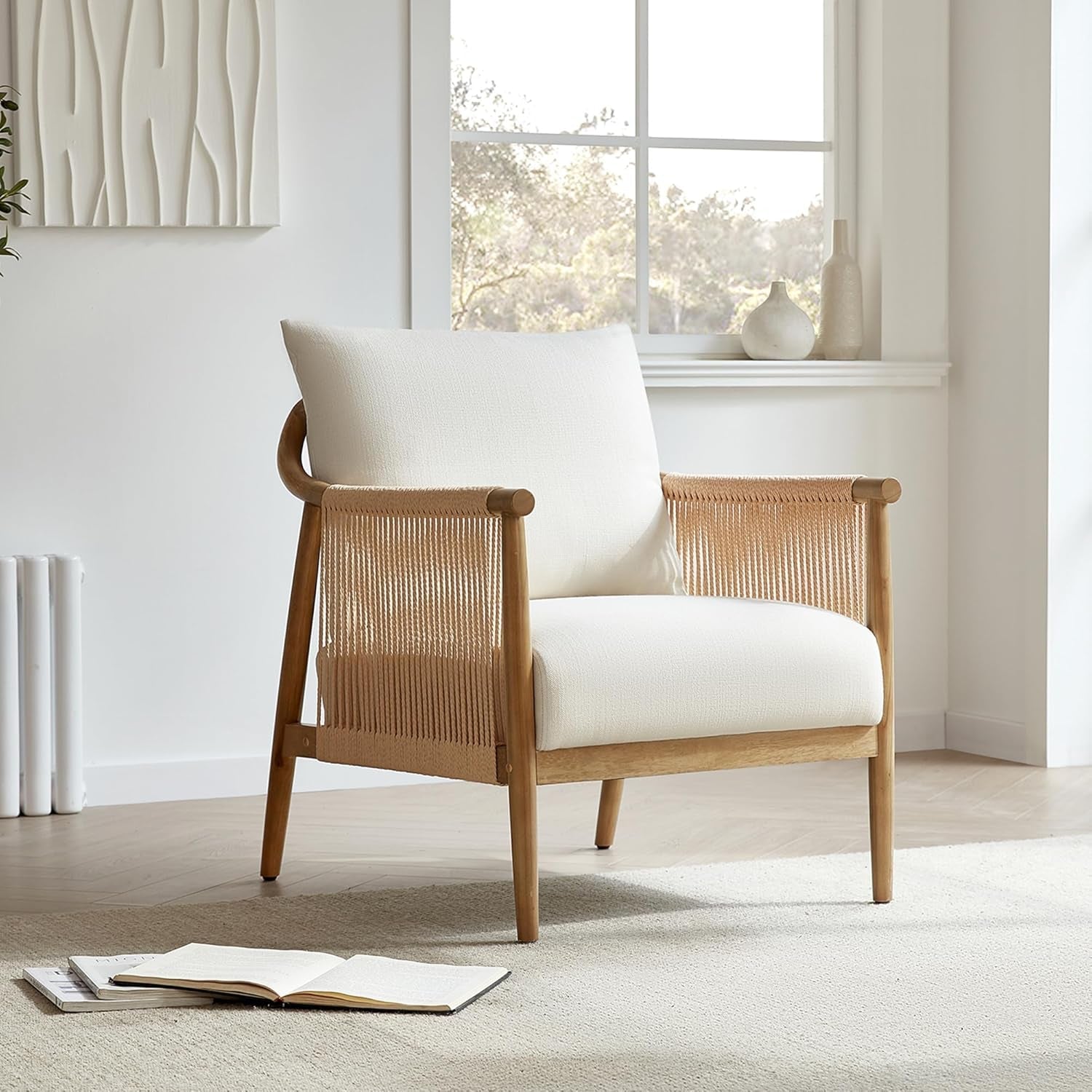 Cream Braided Accent Chairs - Set Of 2