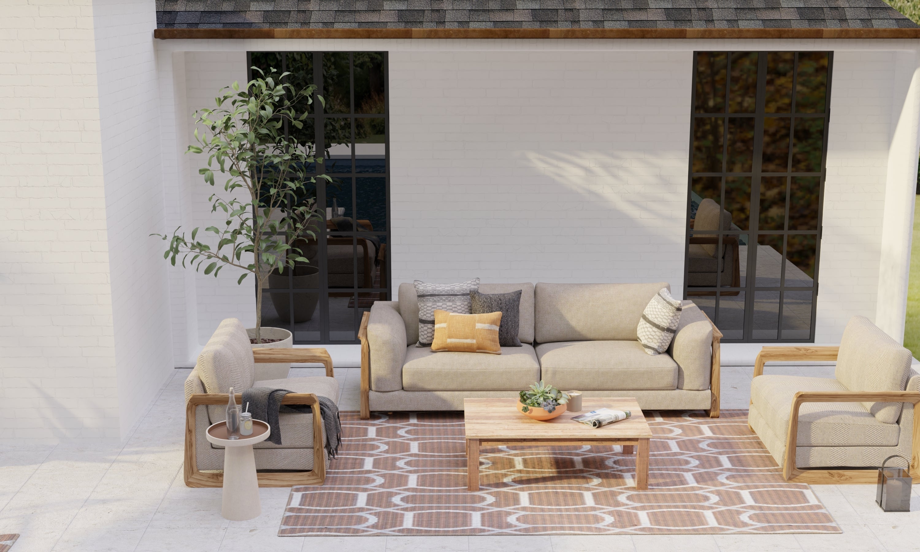 Oblong Brick Light Sienna Reversible Outdoor Mat