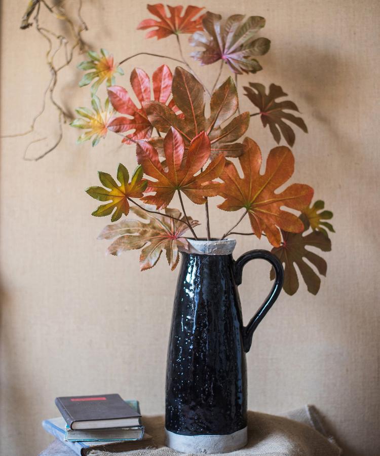 Artificial Fatsia Leaf in Autumn Red - 32"