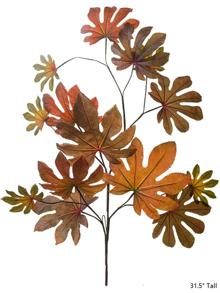 Artificial Fatsia Leaf in Autumn Red - 32"
