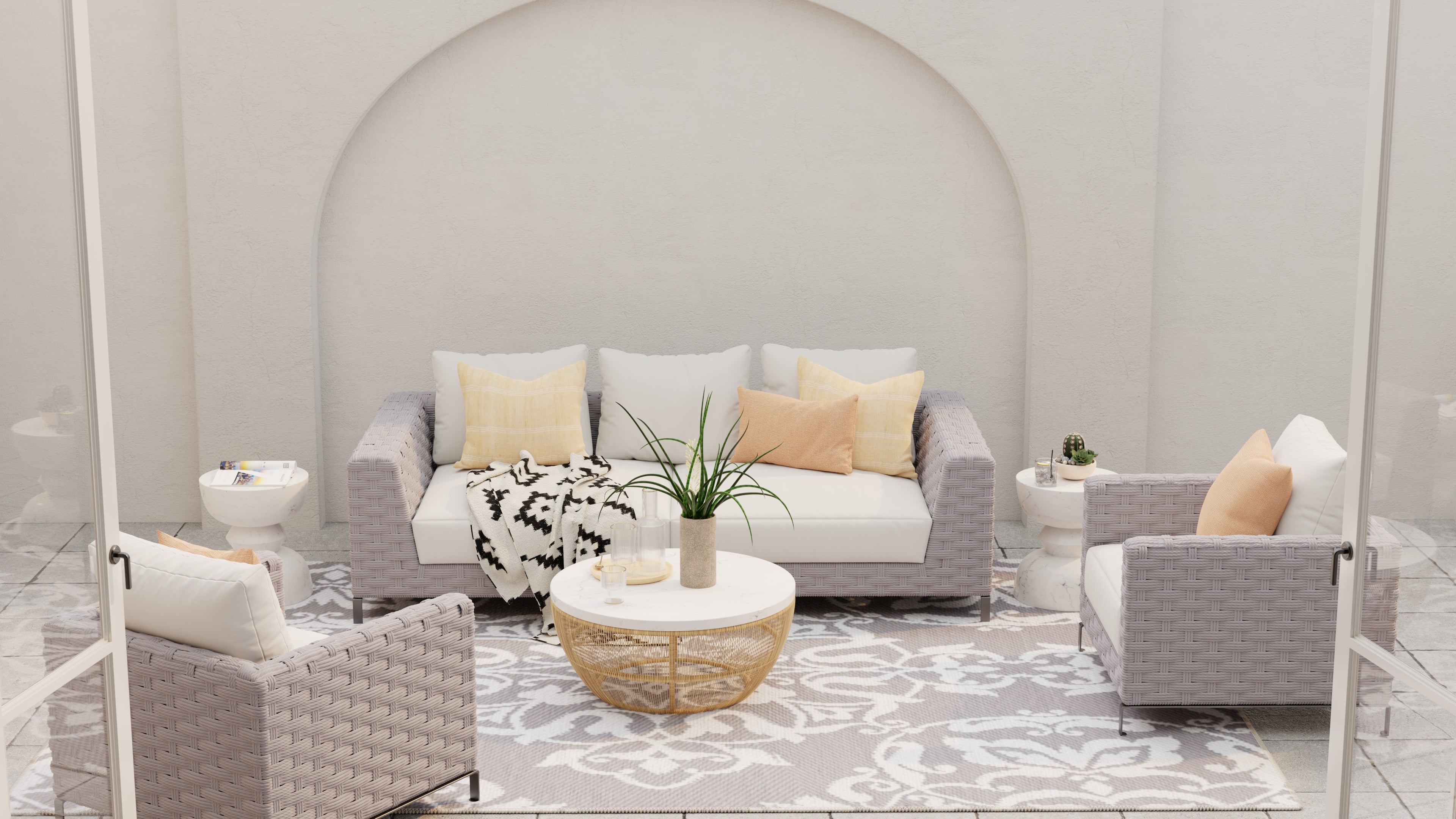 Wrought Iron Cool Grey Reversible Outdoor Mat
