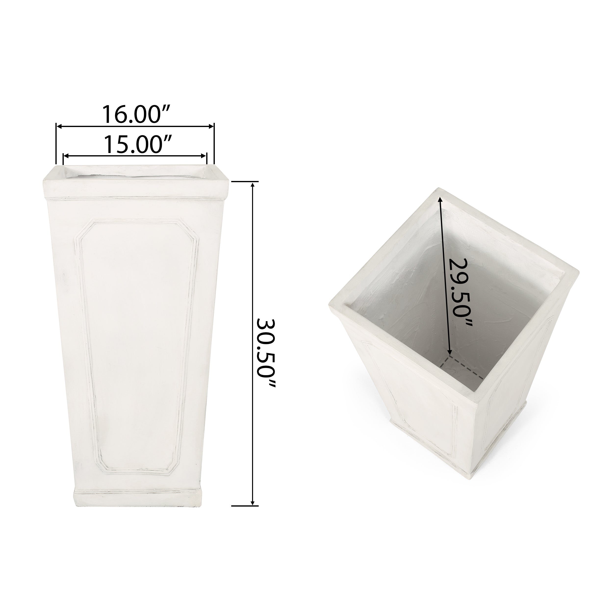 Tall Outdoor MGO Planter with Antique White Finish