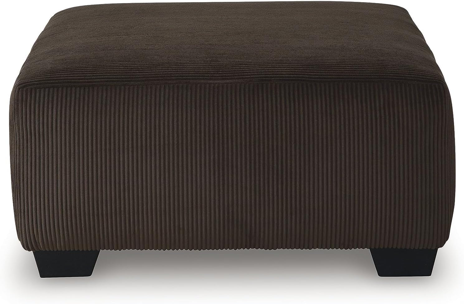 Dark Brown Textured Stripe Oversized Ottoman