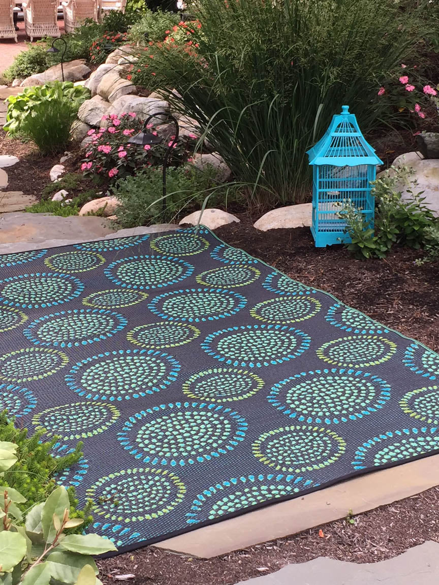Molly Navy & Aqua Outdoor Mat