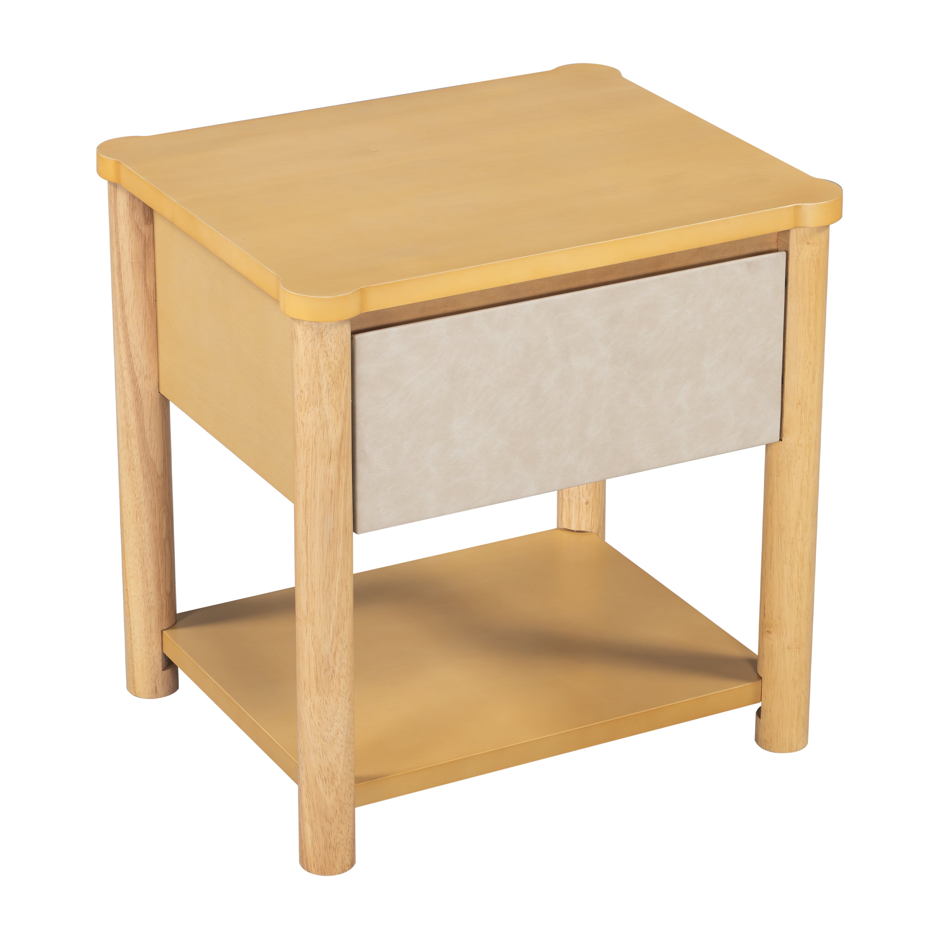 Modern Queen Bed Frame Set with 2 Nightstands - Beige Wood