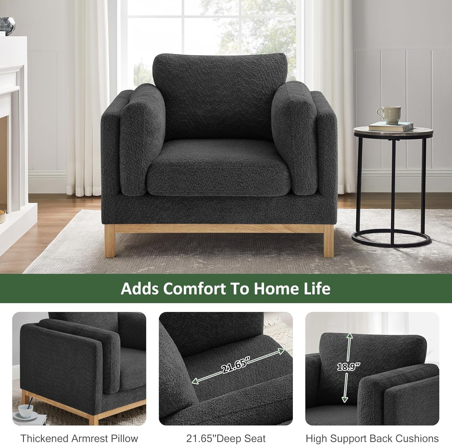 Oversized Accent Chair in Dark Slate