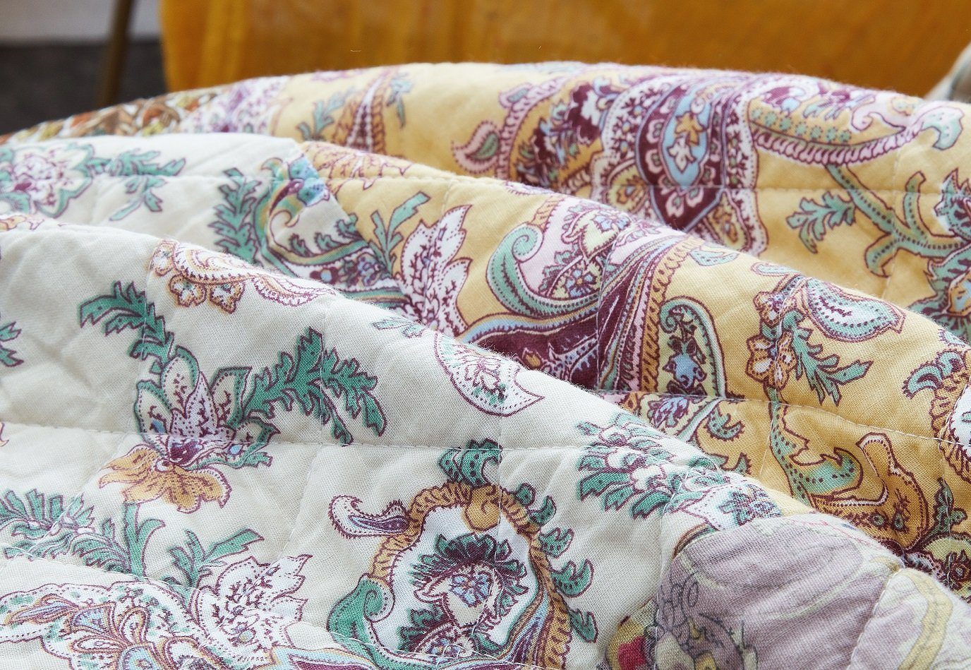 Bohemian Burgundy Velvet Trim Floral Paisley Patchwork Cotton Bedding