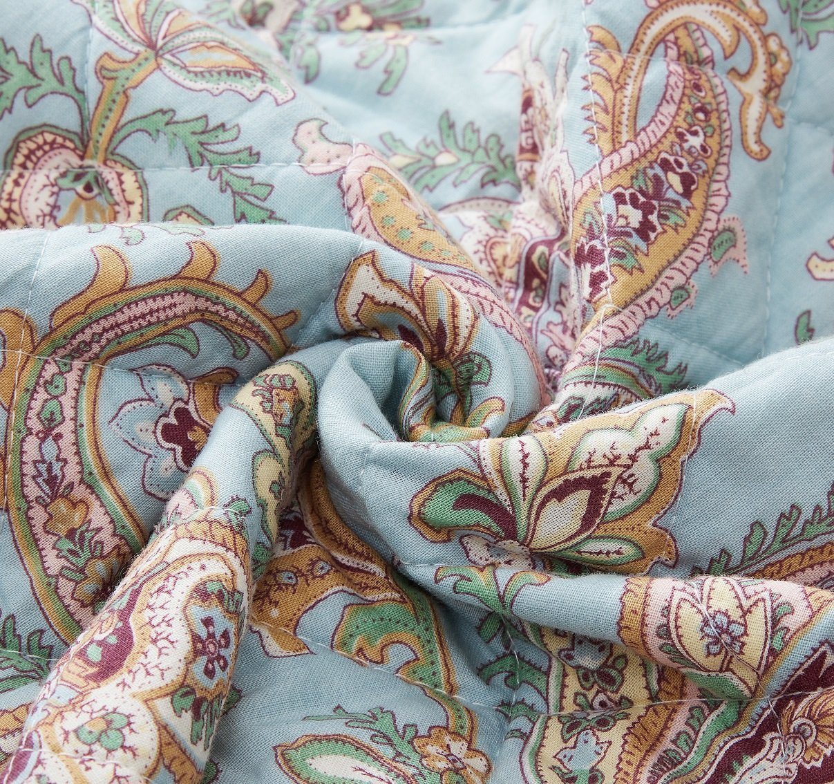 Bohemian Burgundy Velvet Trim Floral Paisley Patchwork Cotton Bedding