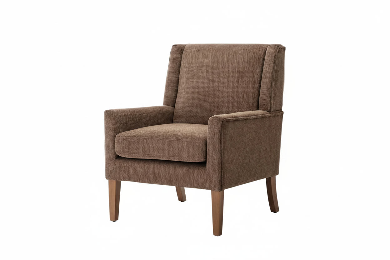 Upholstered Armchair Chair in Chocolate