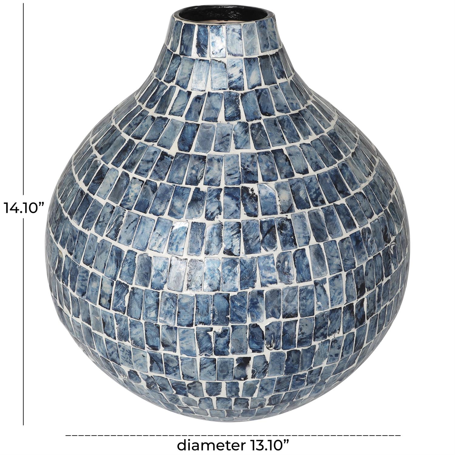 Blue Mother of Pearl Handmade Mosaic Decorative Vases