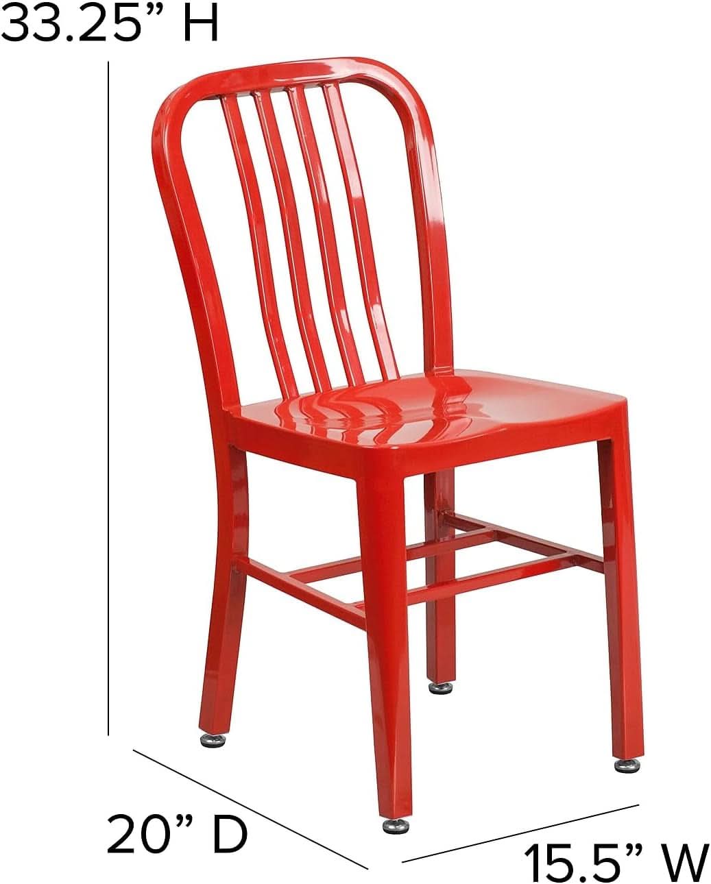 Commercial Grade Red Metal Indoor/Outdoor Dining Chair
