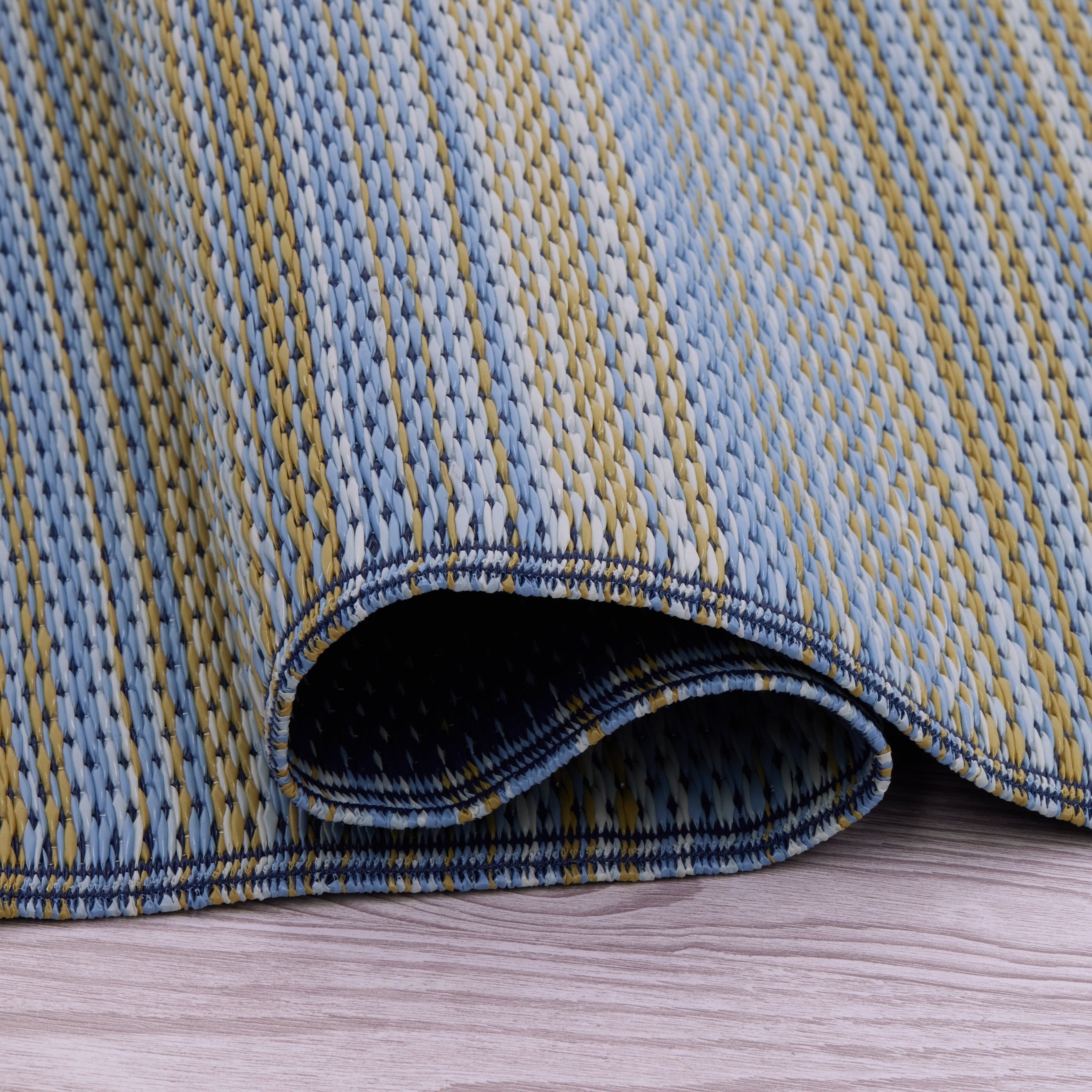 Cancun Shadow - Reversible Blue Outdoor Rug
